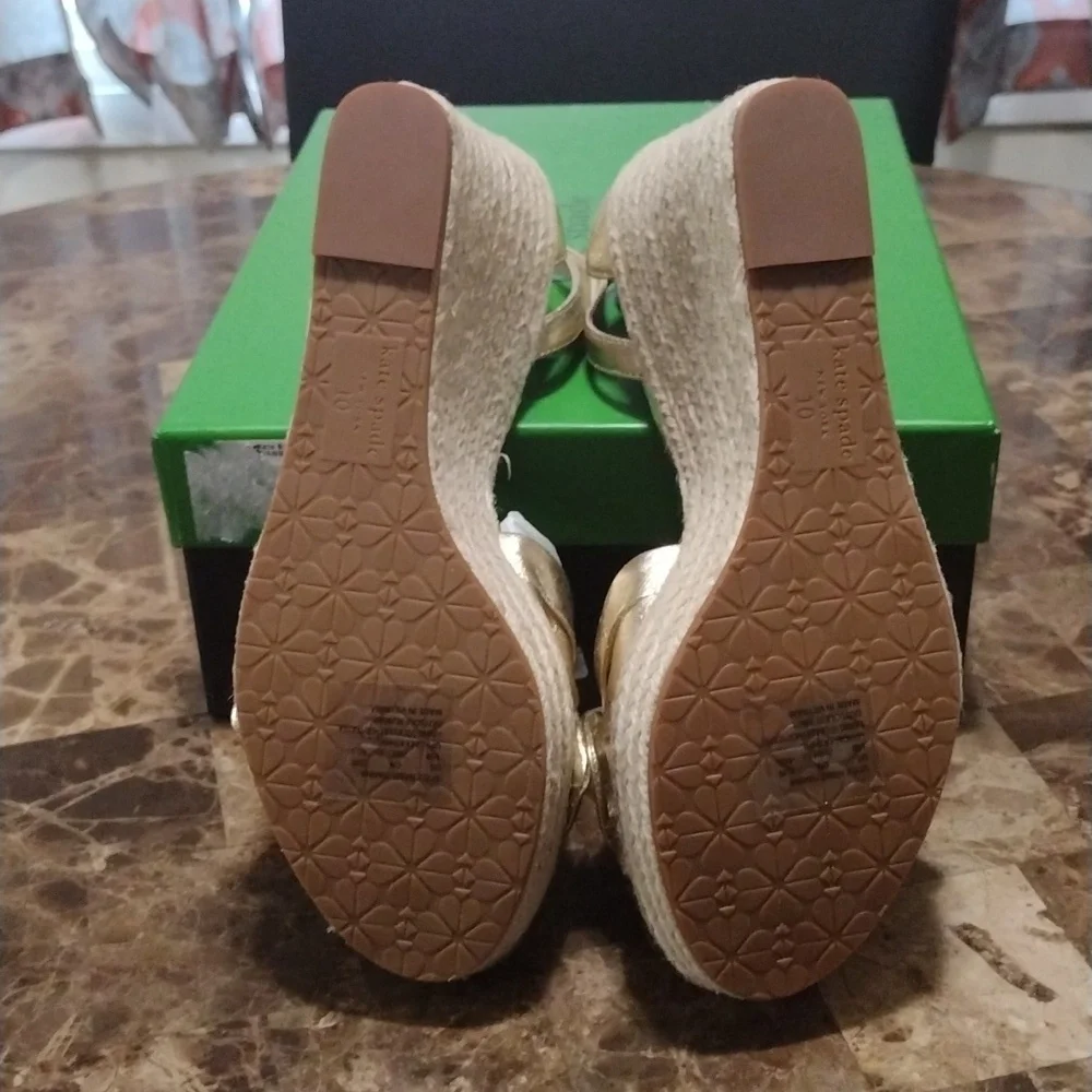 Kate Spade Gold Espadrille Platform Sandals